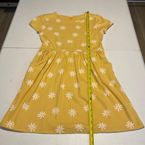 Cat & Jack Girls Yellow Floral Print Dress Size L 10/12 Cotton/Poly Blend - Picture 6 of 7